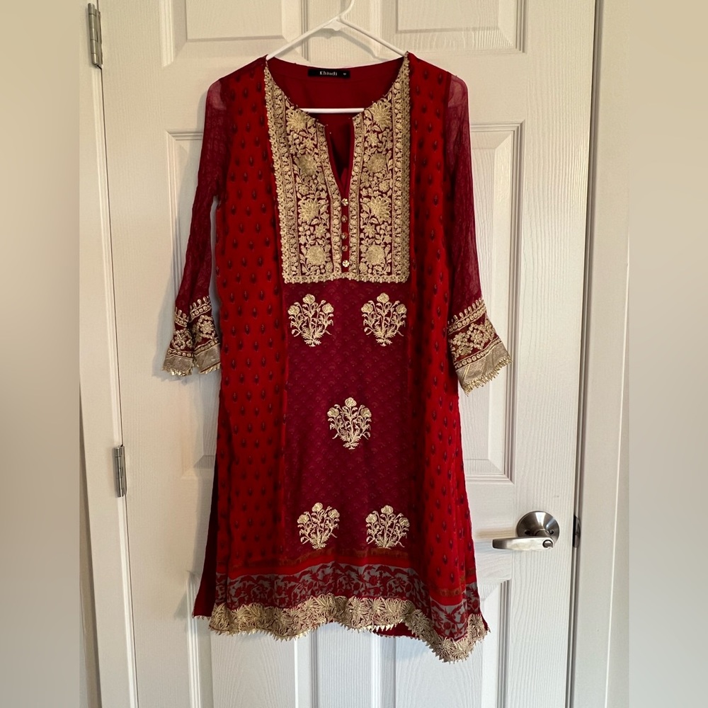 Khaadi Red Semi Formal Ready to wear Kurta